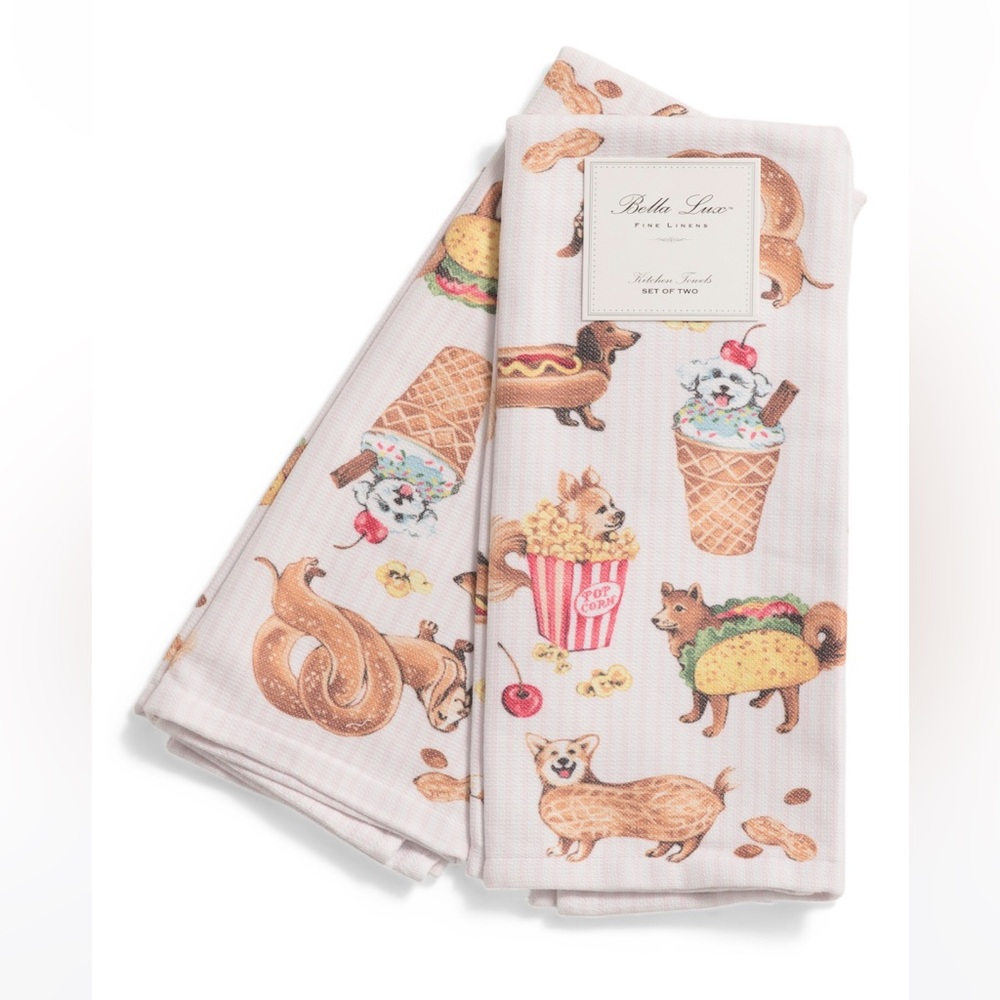 NWT Bella Lux Circus Pups Kitchen Towel Set